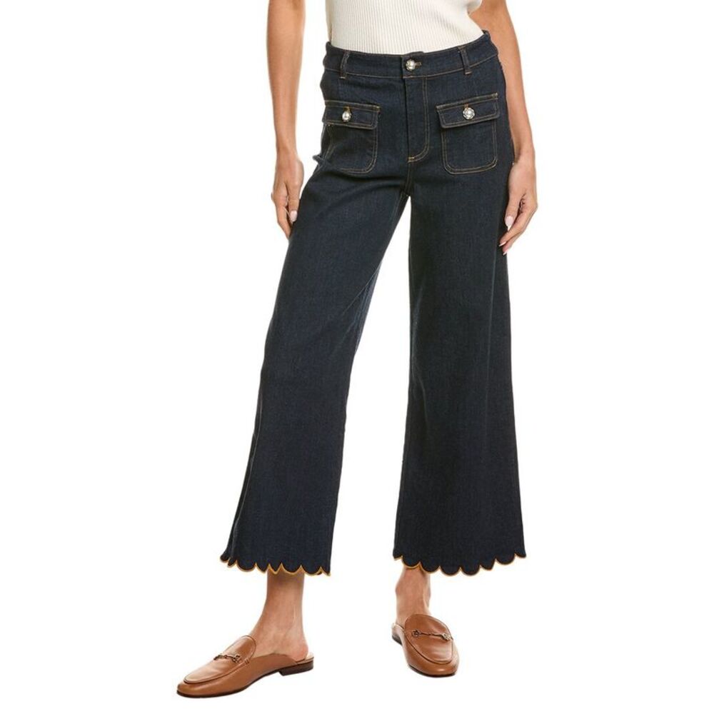 Cece Womens Scallop Hem Jean, Blue